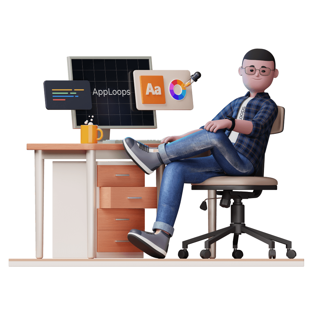 man on a desk designing apps