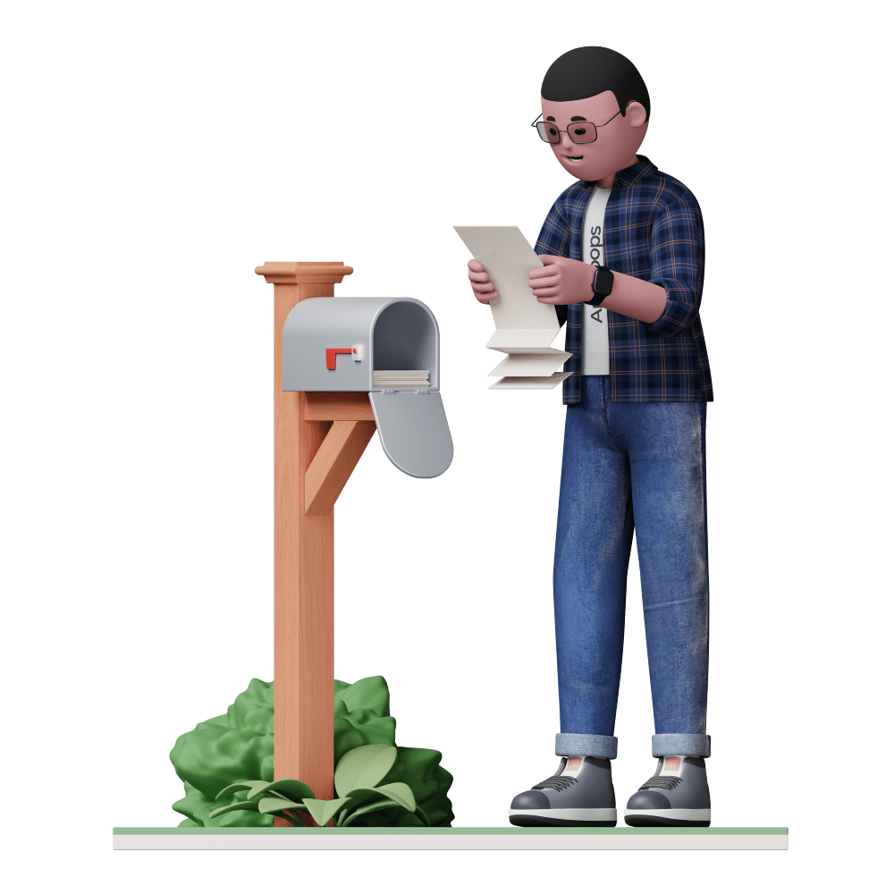 human reading mails in a mailbox